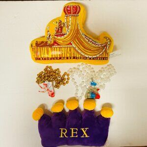 Krewe of REX New Orleans Mardi Gras Throw PLUSH CROWN, FLOAT, 2 Beads 2015 2022